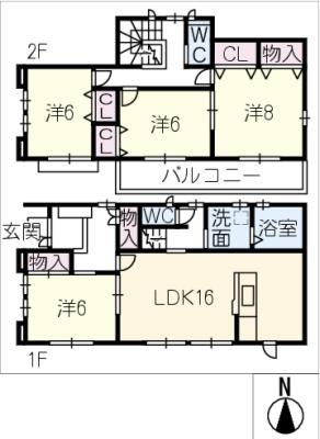 幸田駅近(4LDK/2階)の間取り写真