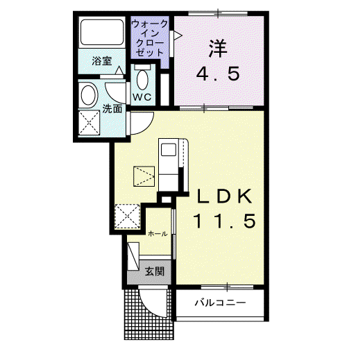 グリーンパーク セレノ(1LDK/1階)の間取り写真