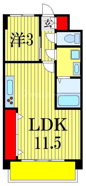 ラ・パシフィックビルC(1LDK/6階)の間取り写真