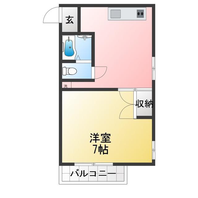 ハイツ小堺(1DK/2階)の間取り写真
