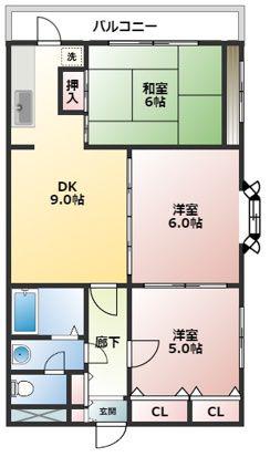 コートトライアングル(3DK/2階)の間取り写真