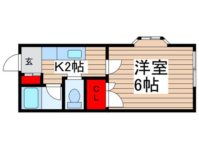 コーポ藤崎I(1K/1階)の間取り写真