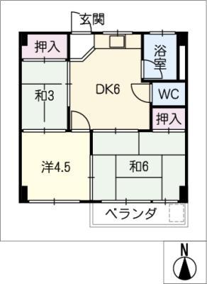 コーポ村武(3DK/4階)の間取り写真