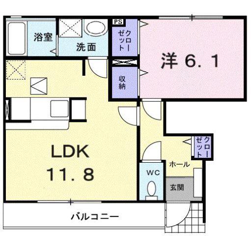 ラ ソレイユ(1LDK/1階)の間取り写真