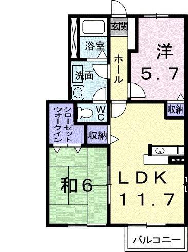 フレスコプレステ-ジ(2LDK/1階)の間取り写真