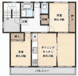 芝山団地(2LDK/5階)の間取り写真