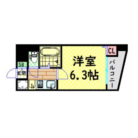 エイペックス大手通(1K/6階)の間取り写真