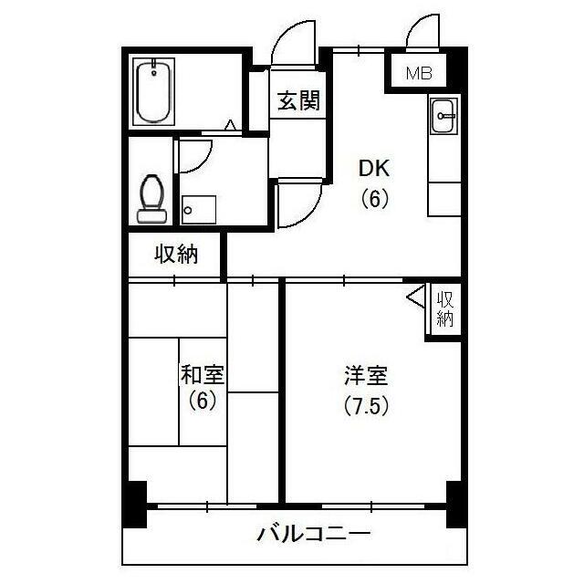 グリーンフィル(2DK/5階)の間取り写真