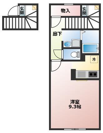 ロハスE(1K/2階)の間取り写真
