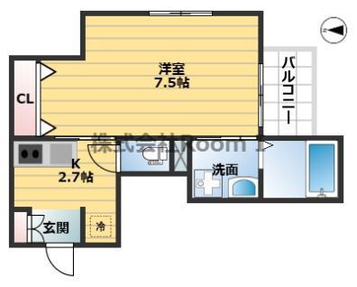 榮マンション 旭化成ヘーベルメゾンHEBEL HAUS(1K/2階)の間取り写真
