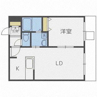 ウエストコースト東麻生(1LDK/4階)の間取り写真