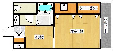 A・P一原(1K/2階)の間取り写真