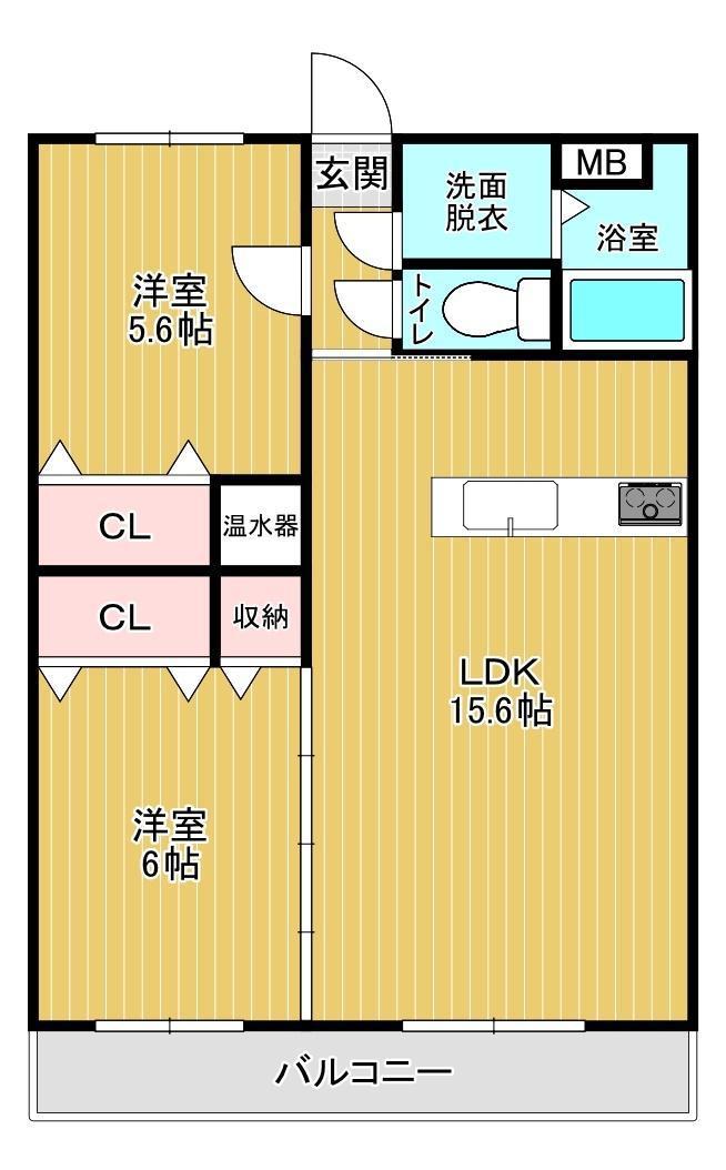 ユーミーアウルI(2LDK/2階)の間取り写真