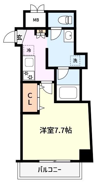 WELL(1K/4階)の間取り写真