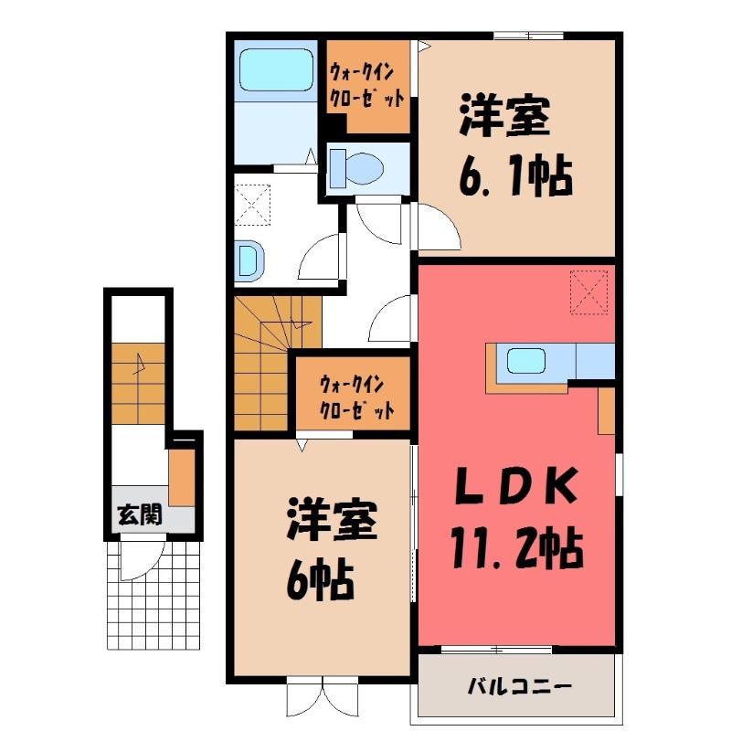 シャインメモリー I(2LDK/2階)の間取り写真