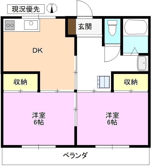 アルトビル(2DK/3階)の間取り写真