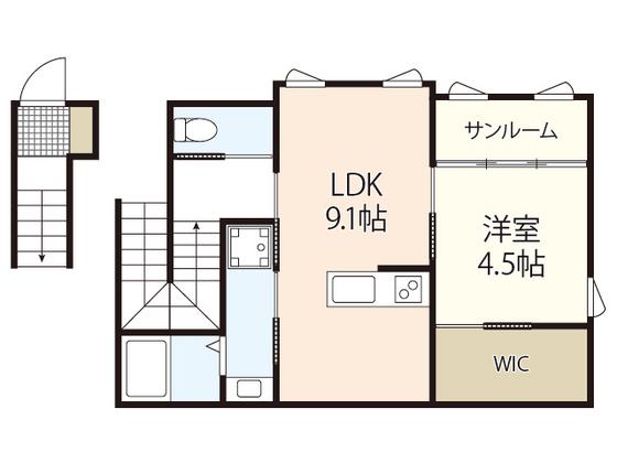 CANAL COURT(1LDK/2階)の間取り写真