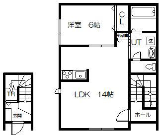Eアザラシ(1LDK/2階)の間取り写真