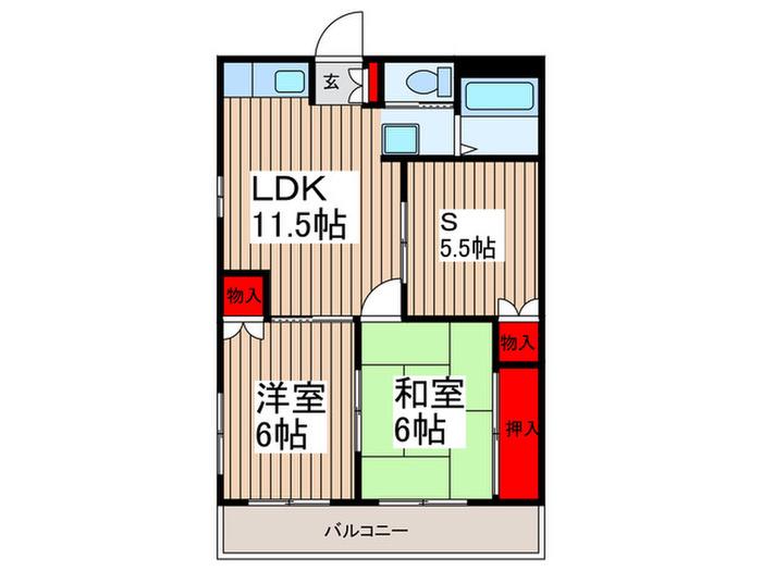 クレール町谷(2SLDK/2階)の間取り写真
