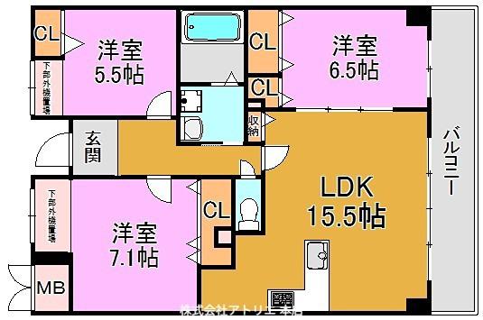 ポイントモーアII(3LDK/5階)の間取り写真