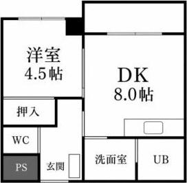 ヴィザージュ菊水(1LDK/2階)の間取り写真