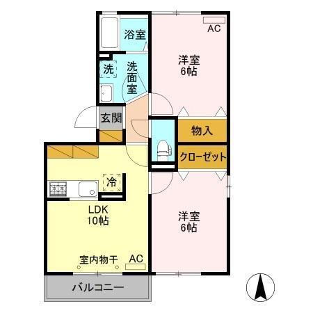 セジュール宮嶋A(2LDK/1階)の間取り写真