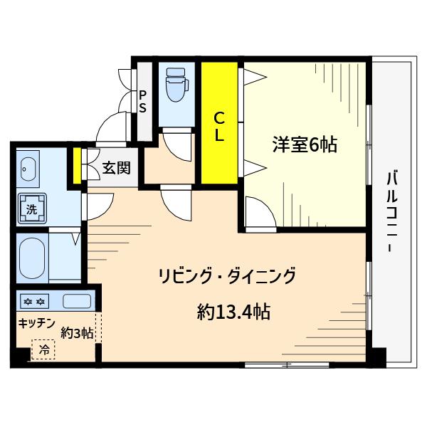 プライムKイースト(1LDK/2階)の間取り写真