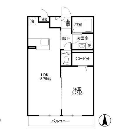 カレント上板橋(1LDK/3階)の間取り写真