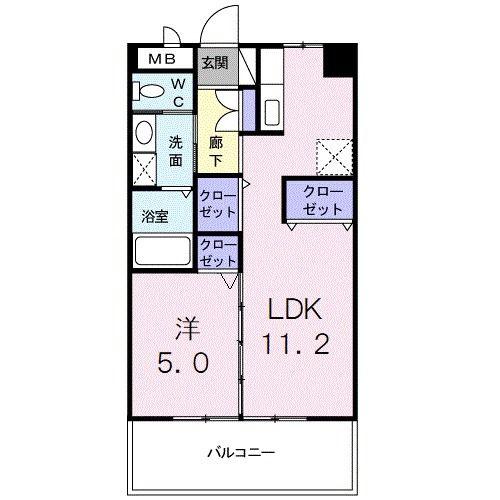エレガンテむつみ(1LDK/2階)の間取り写真