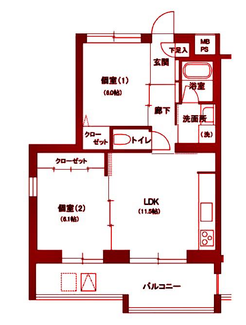 LENSOLEILLE(2LDK/4階)の間取り写真