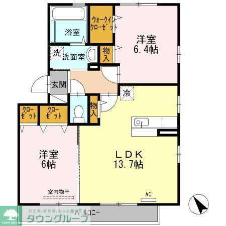 リラッサンテIII(2LDK/3階)の間取り写真