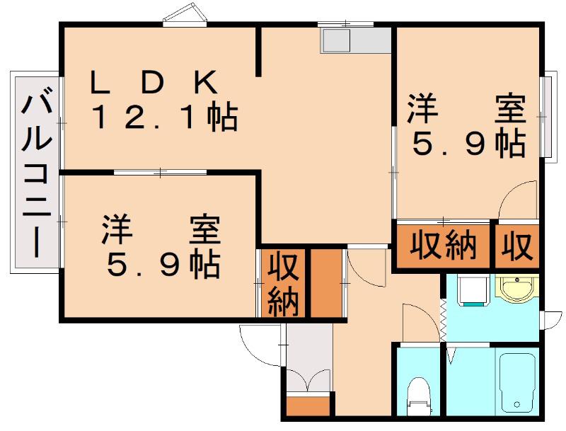 フレグランス常盤II(2LDK/2階)の間取り写真