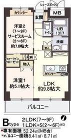 VILLA淀川(2LDK/8階)の間取り写真