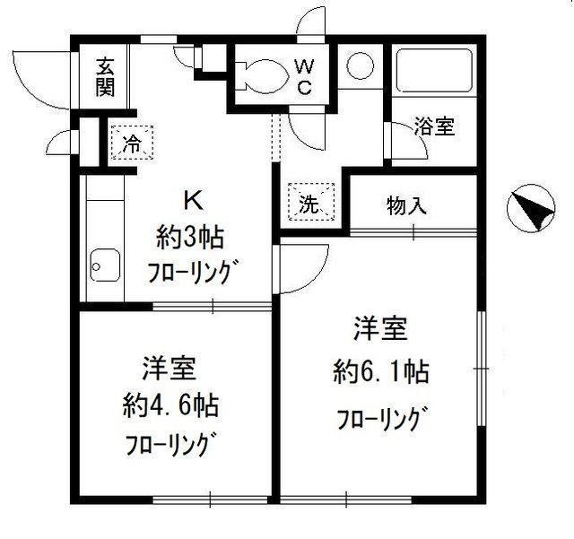 サニーコート桧木G(2K/1階)の間取り写真