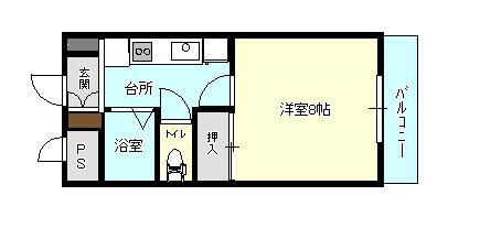 スカイコート大分(1K/5階)の間取り写真