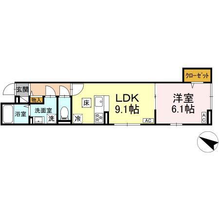 セレスティア大森東(1LDK/1階)の間取り写真