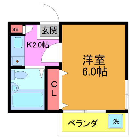 ビィレッジカウベル(1K/2階)の間取り写真