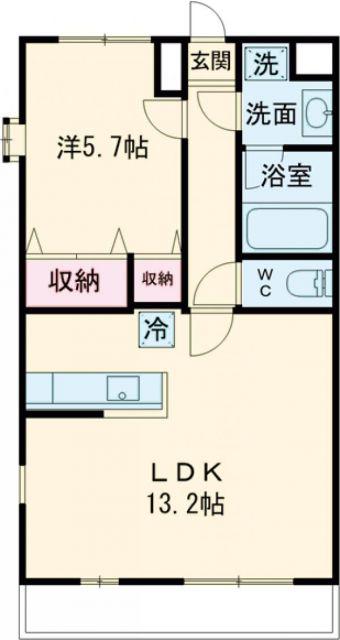 ハリーグレイス鶴田(1LDK/3階)の間取り写真