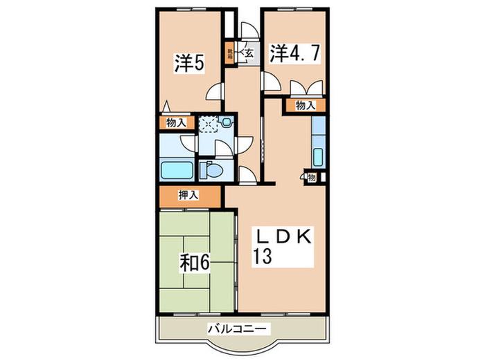 グランドヒル(3LDK/6階)の間取り写真