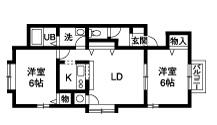ハイツオーク(2LDK/1階)の間取り写真