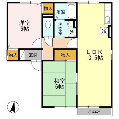 グレイス石原(2LDK/2階)の間取り写真