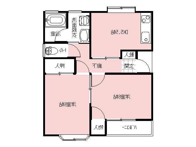アーバンハイツK A棟(2DK/1階)の間取り写真