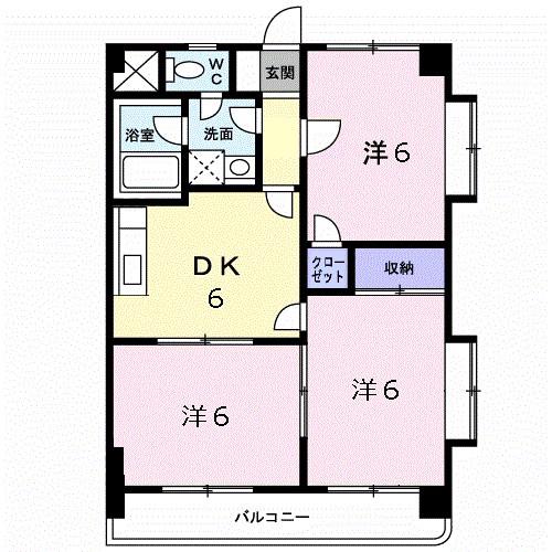 サンヒルズ福田(3DK/2階)の間取り写真