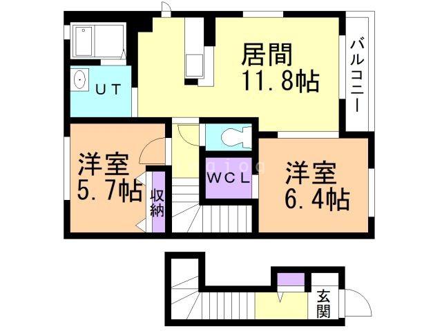シャーメゾンルーチェ(2LDK/2階)の間取り写真