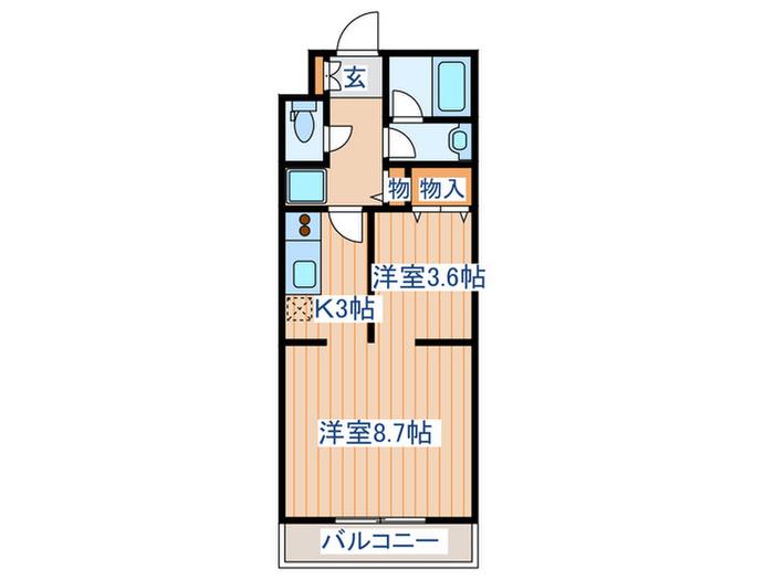 プルミエール錦町(2K/3階)の間取り写真