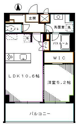 ザ・パークハビオ高円寺(1LDK/3階)の間取り写真