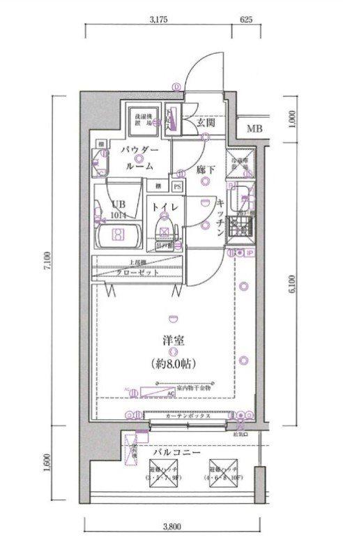 スパシエベルタ横浜(1K/6階)の間取り写真