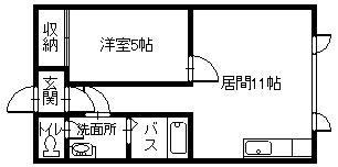 旭豊ハイツ(1LDK/2階)の間取り写真