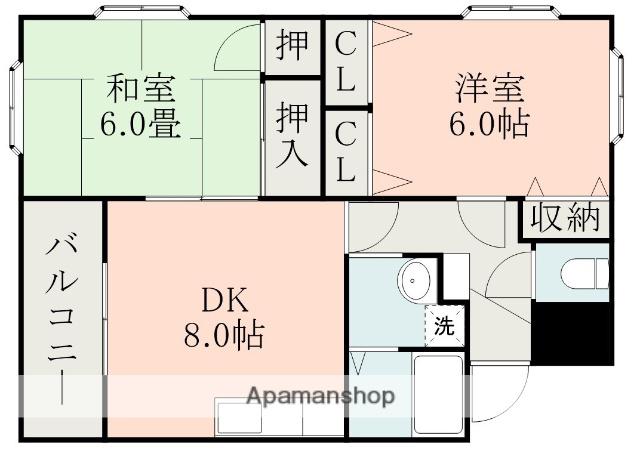パークアベニュー小松原(2DK/2階)の間取り写真