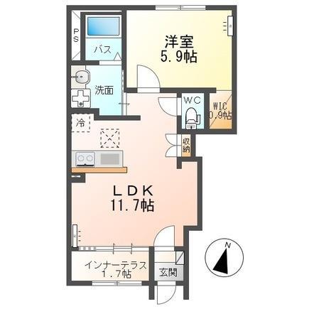 ブループラム(1LDK/1階)の間取り写真